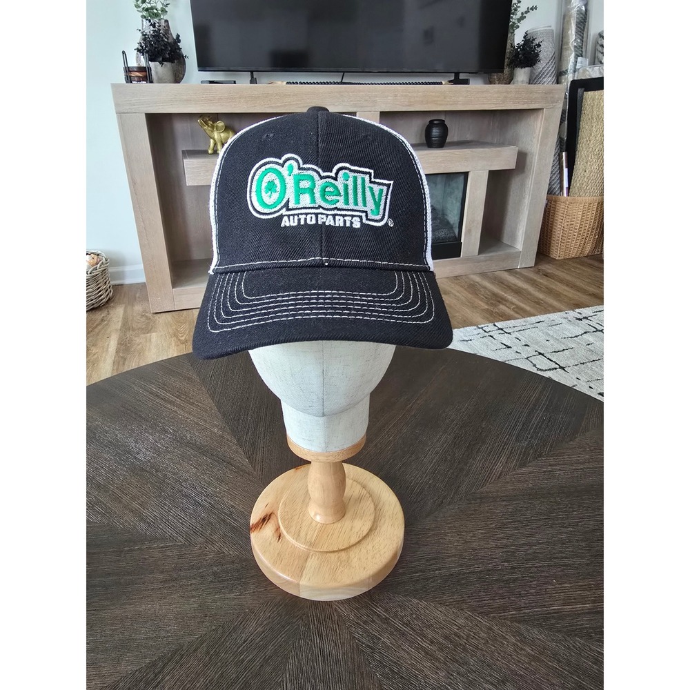 O'Reilly Auto Parts Trucker Hat Black White Mesh Snapback Cobra Caps AC-BM